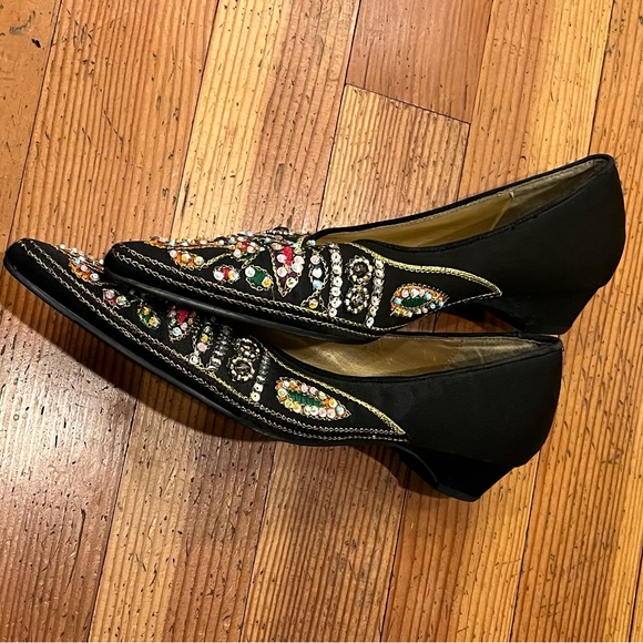 Go Max Multi Color Sequin Woven black Wedgies size 10 - Picture 4 of 8